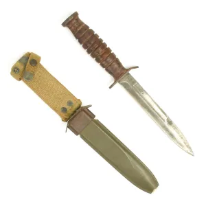 Original U.S. WWII M3 Utica Fighting Knife with M8 Scabbard - Early Blade Marked Version