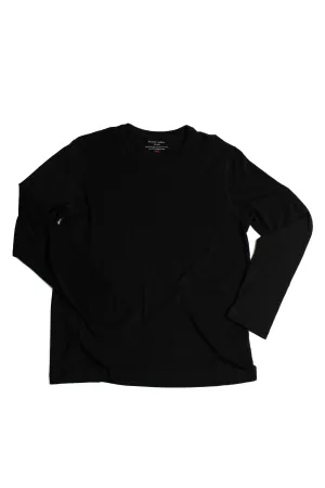 100% Peruvian Pima Cotton Black Long Sleeve Crewneck