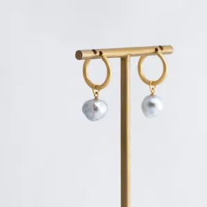 Akoya pearl hoop earrings