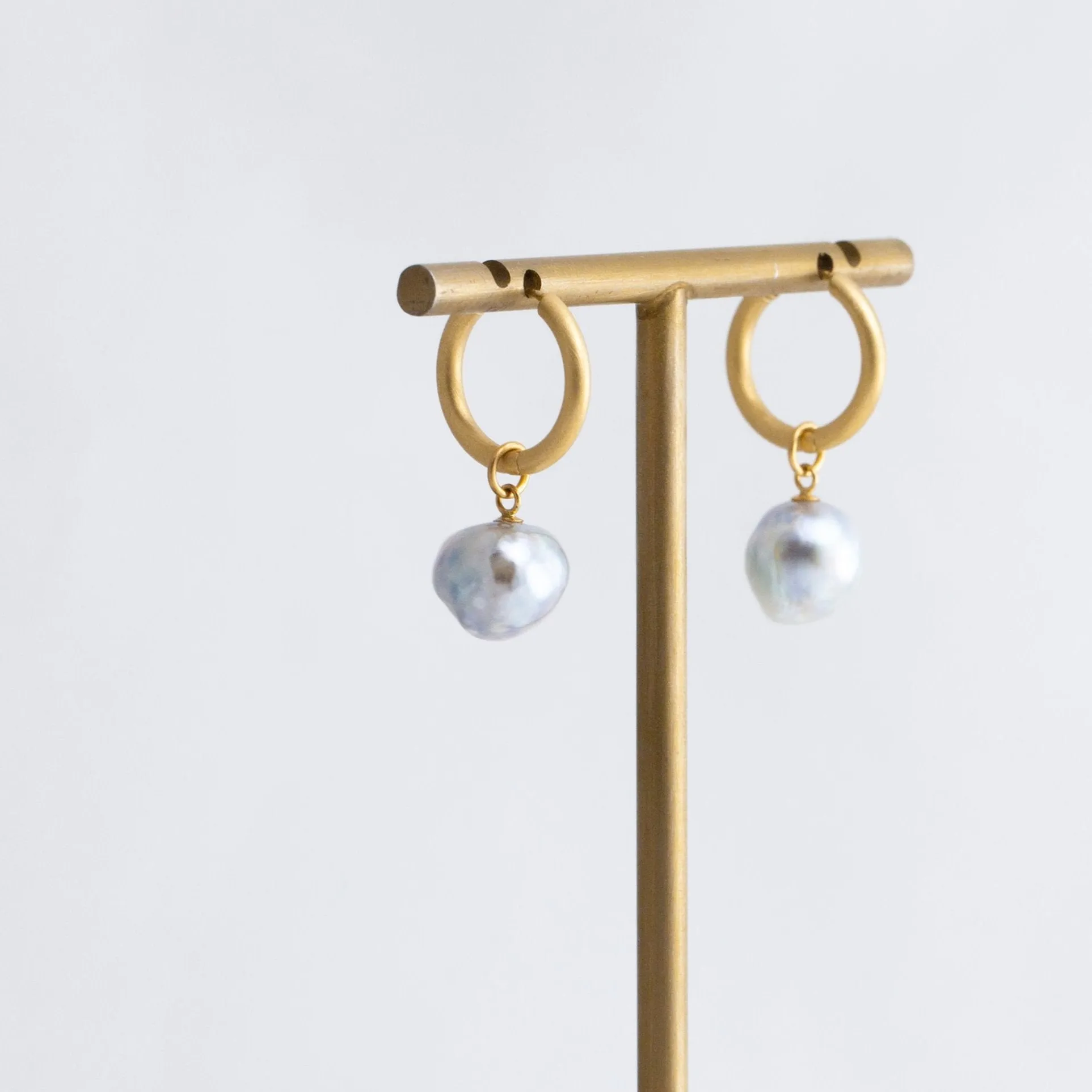 Akoya pearl hoop earrings