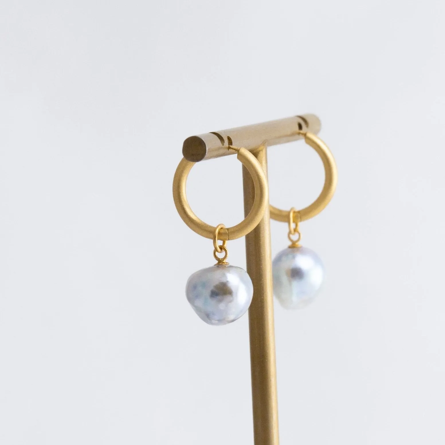 Akoya pearl hoop earrings