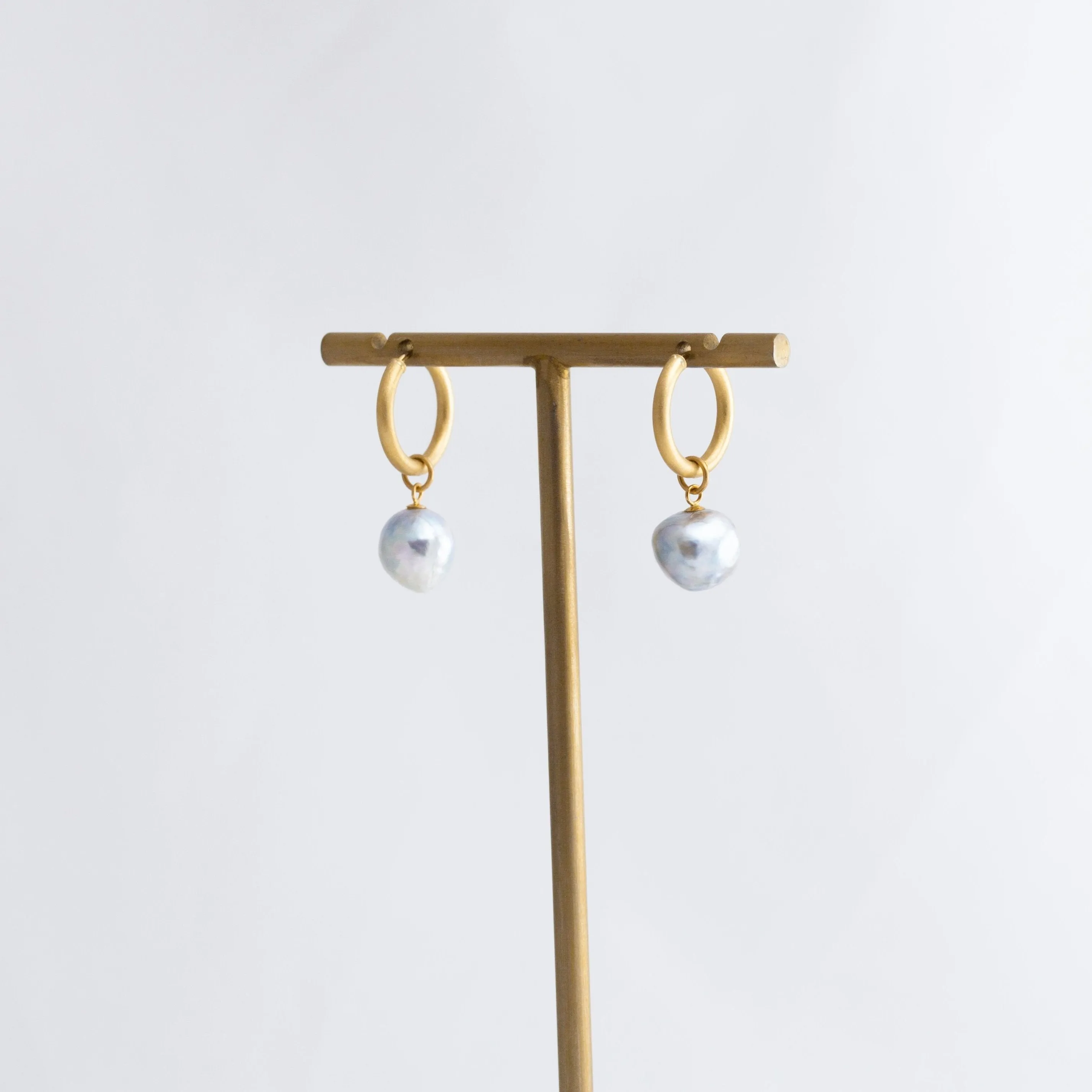 Akoya pearl hoop earrings