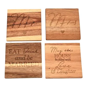 Amore Wooden Coaster Set