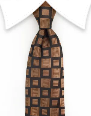 Brown Geometric Tie