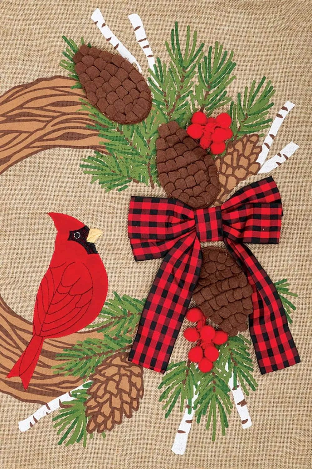 Cardinal Wreath Garden Flag