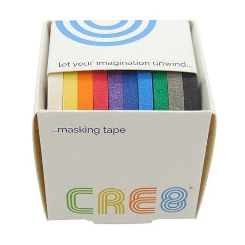 Cre8 Solid Coloured Masking Tape, Box of 10, 6mm