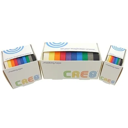 Cre8 Solid Coloured Masking Tape, Box of 10, 6mm