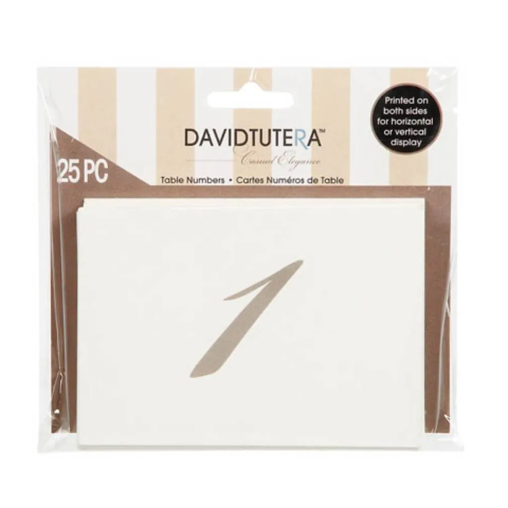 David Tutera Double Sided Table Numbers Cream/Brown 25 pieces