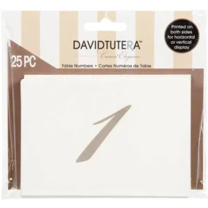 David Tutera Double Sided Table Numbers Cream/Brown 25 pieces