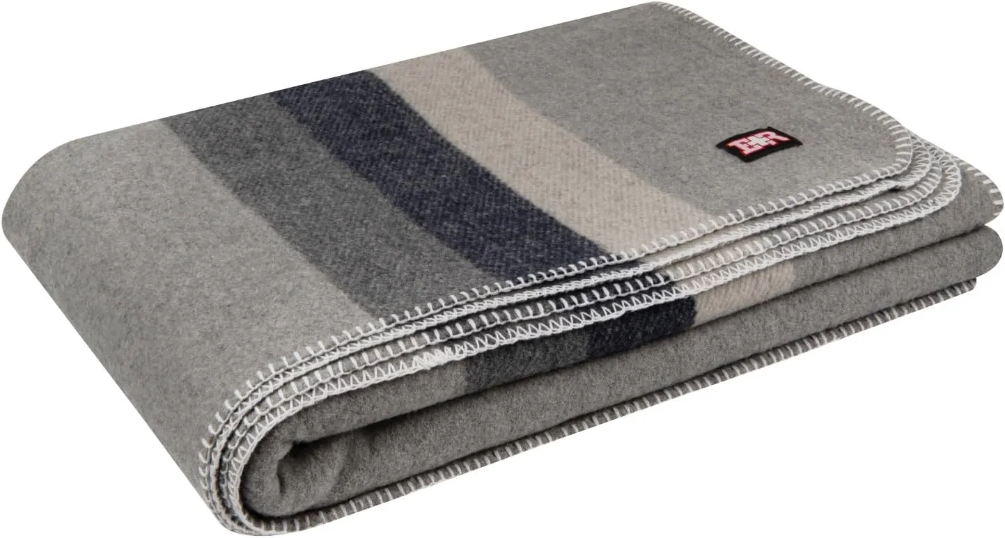 Ever Ready First Aid Military Wool Blanket - Perfect for Outdoors, Camping & Bushcraft Emergency Blanket, 95% Wool - 96" x 96" 6.65 lbs. - with Stripes - Queen Size