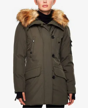 Faux-Fur-Trim Down Parka Jacket