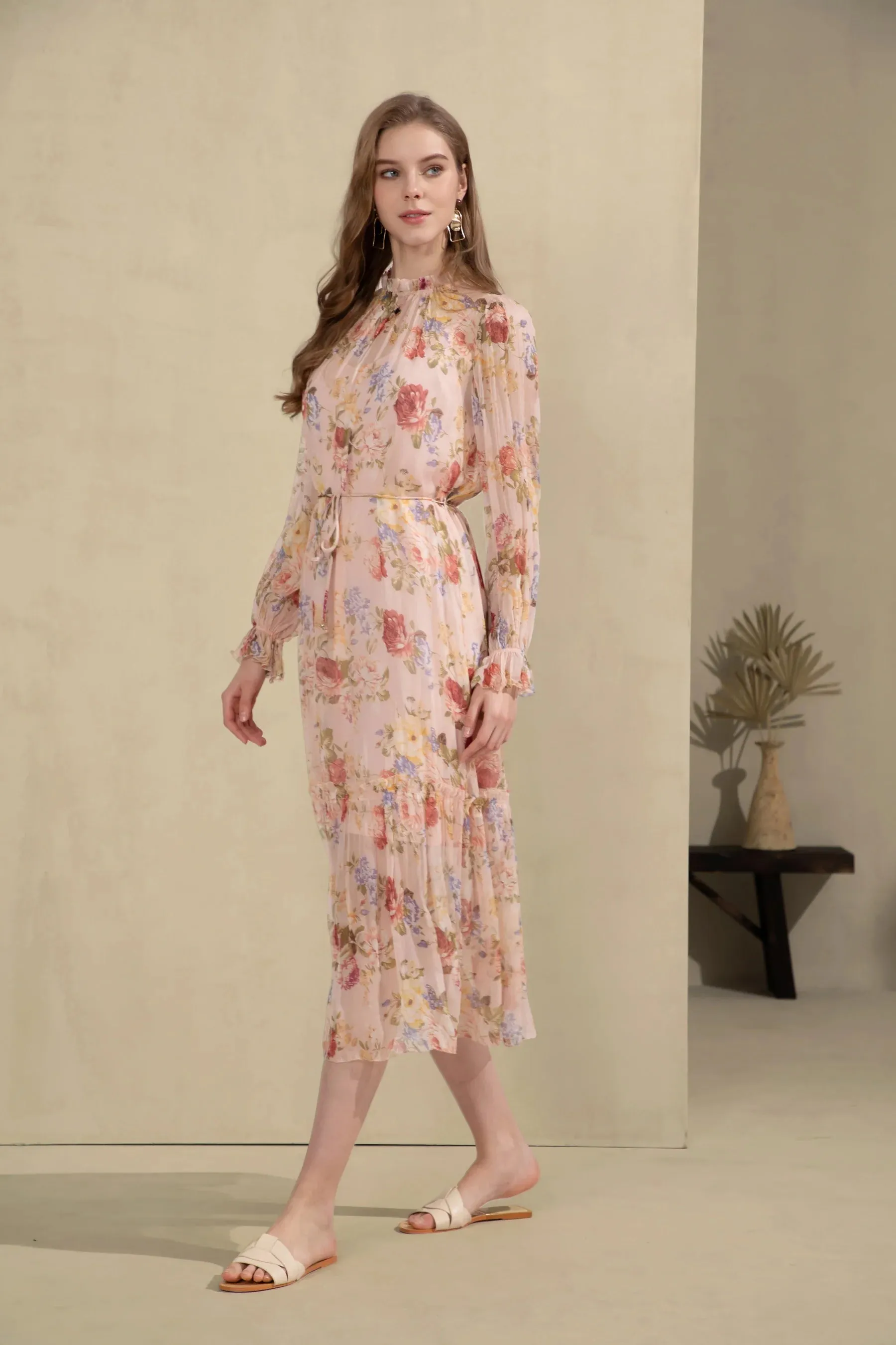 GDS Paris Silk Long Dress  | Pink