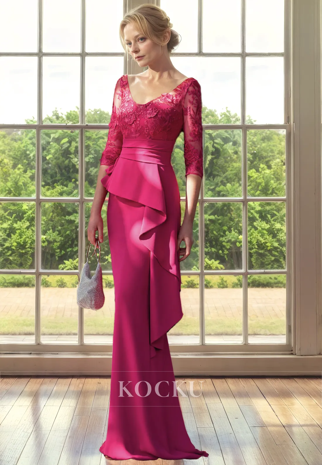 Gorgeous & Charming Scoop Mermaid Satin Cocktail Mother of the Bride Dress