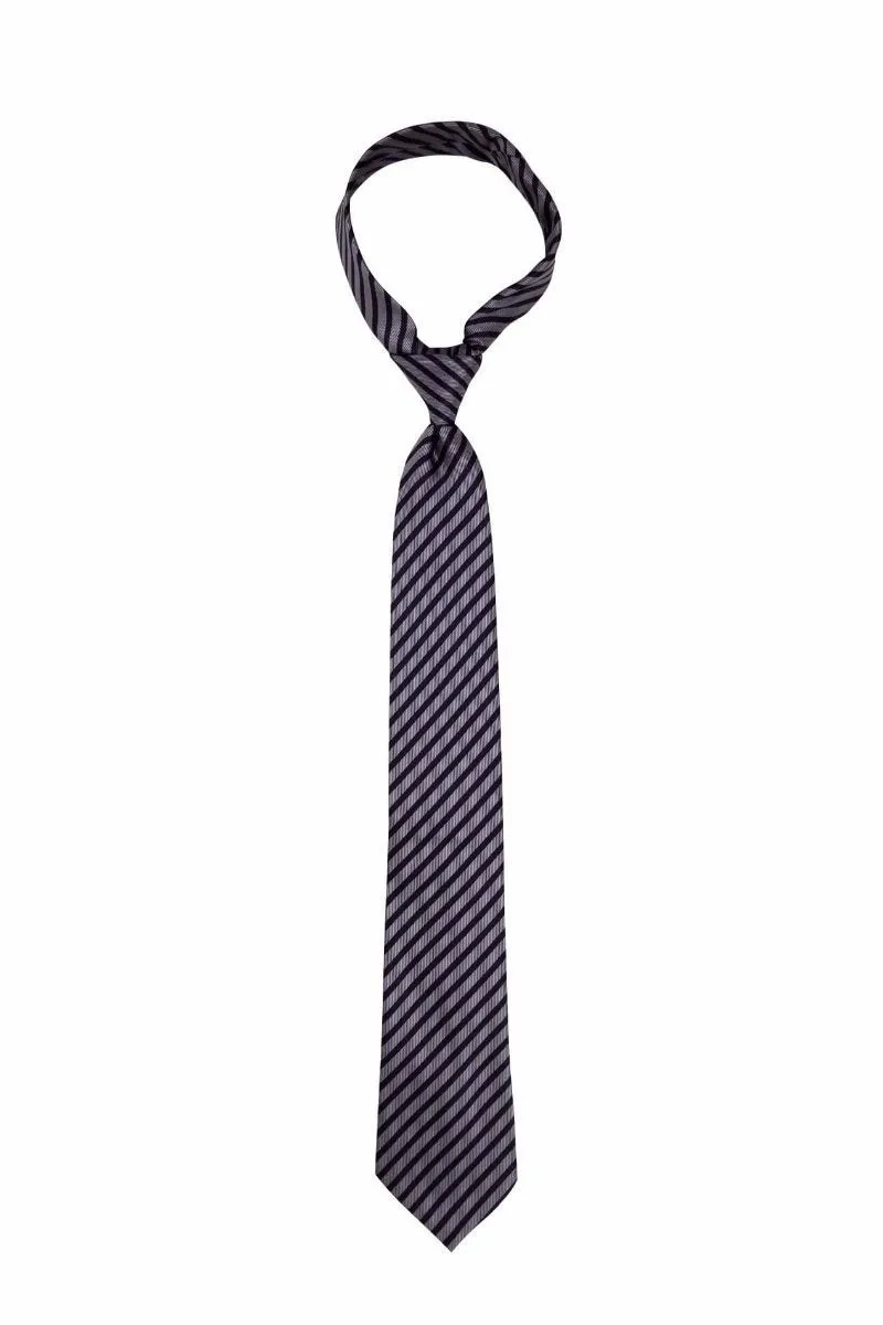 Gray Black Striped Skinny Tie