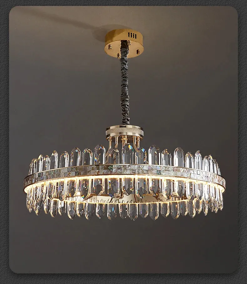 Hako Modern Luxurious LED Golden Silver K9 Crystal Hanging Chandelier