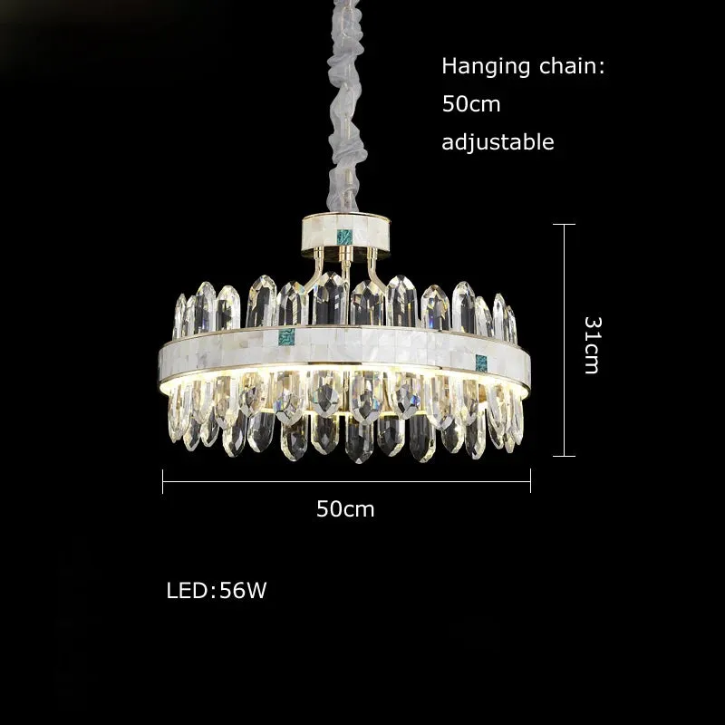 Hako Modern Luxurious LED Golden Silver K9 Crystal Hanging Chandelier