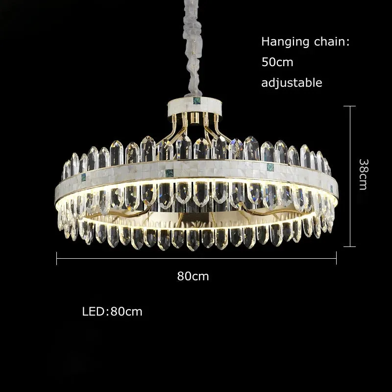 Hako Modern Luxurious LED Golden Silver K9 Crystal Hanging Chandelier