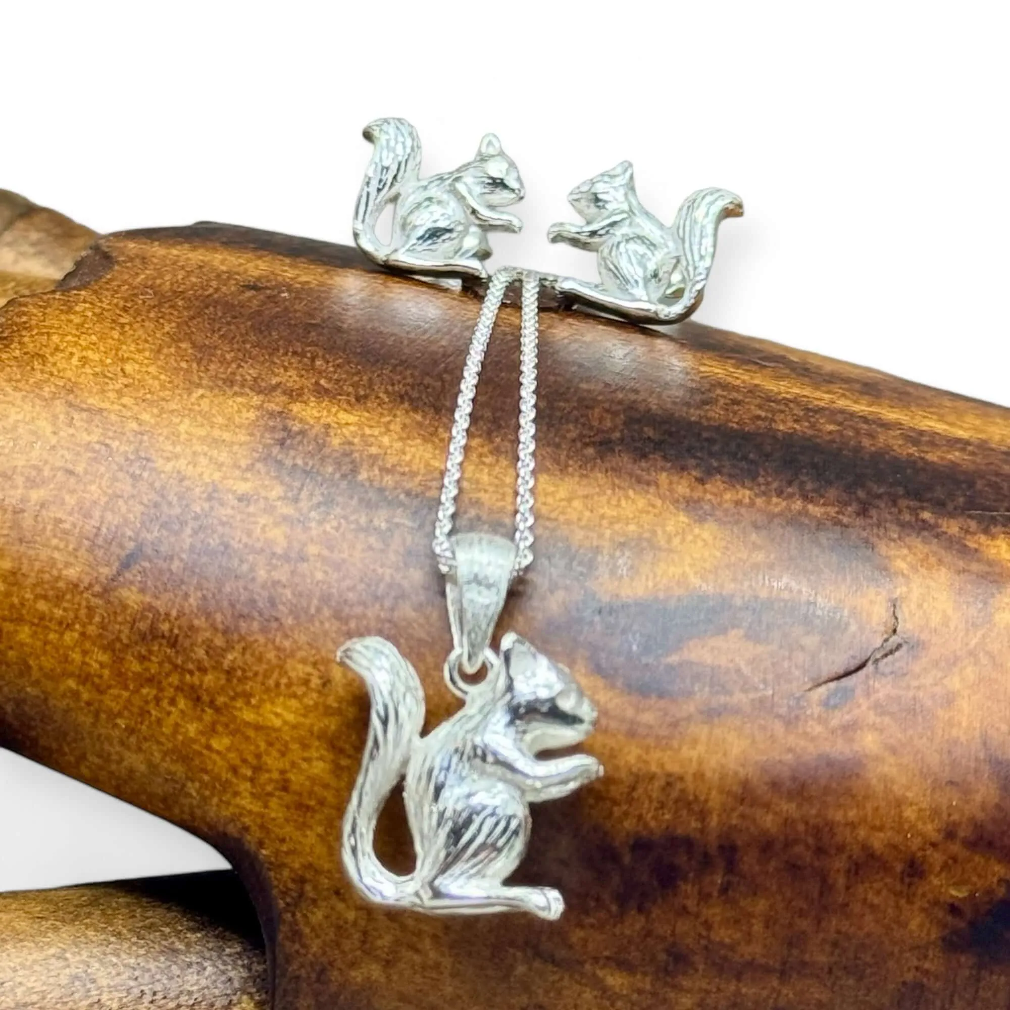 Handcrafted Squirrel Sterling Silver Squirrel Pendant