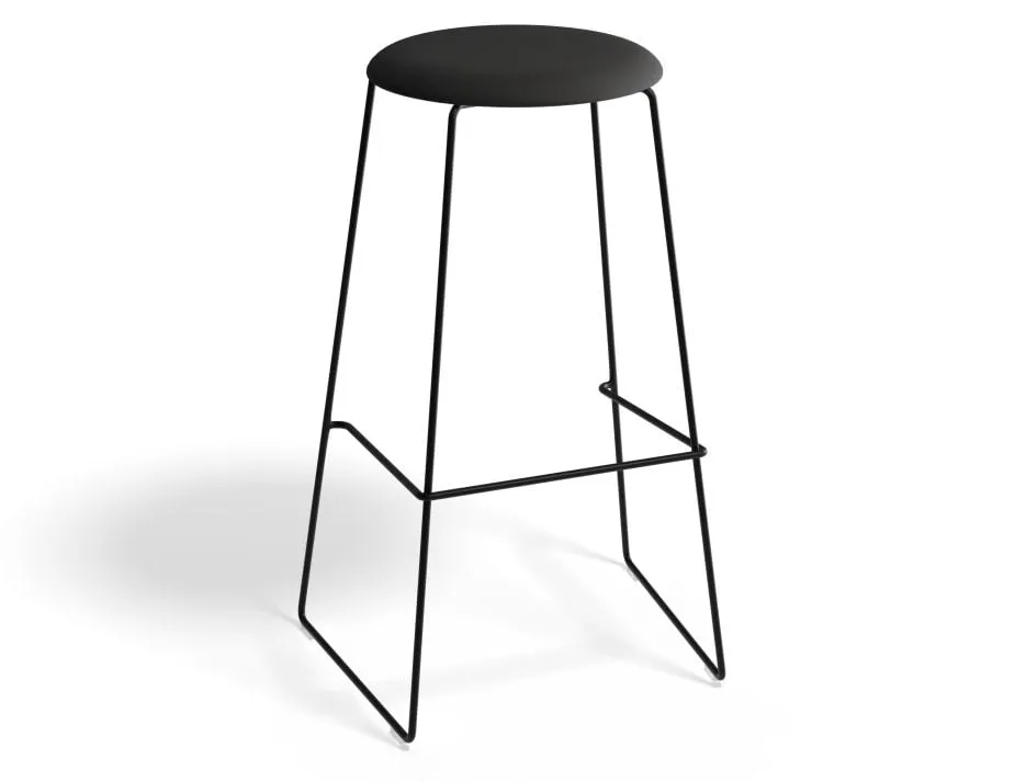 Hugo Bar Stool - Black - Fabric Seat - 67cm Kitchen Height - Anthracite Fabric Seat