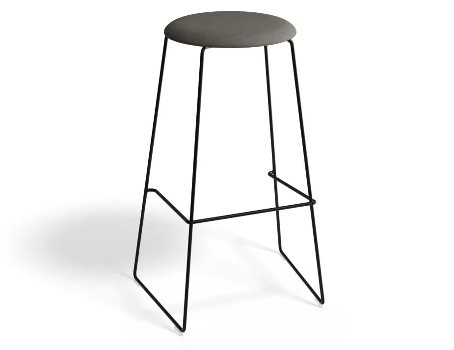 Hugo Bar Stool - Black - Fabric Seat - 67cm Kitchen Height - Anthracite Fabric Seat