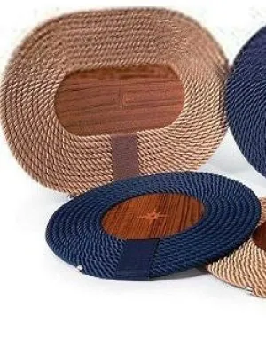 Italian Rope Inlaid Teak Table Mats