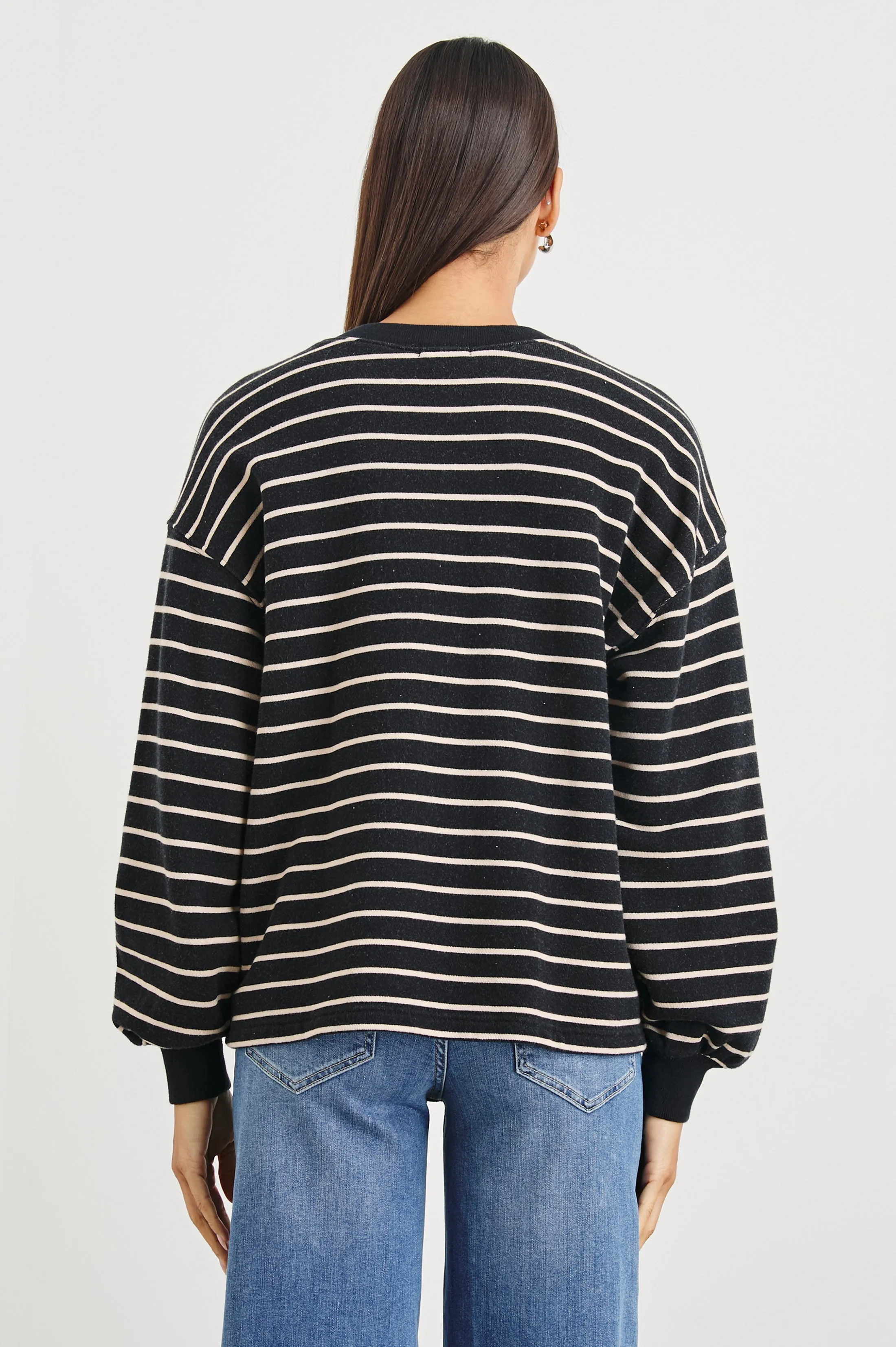 JOAN SWEATSHIRT - BLACK IVORY STRIPE