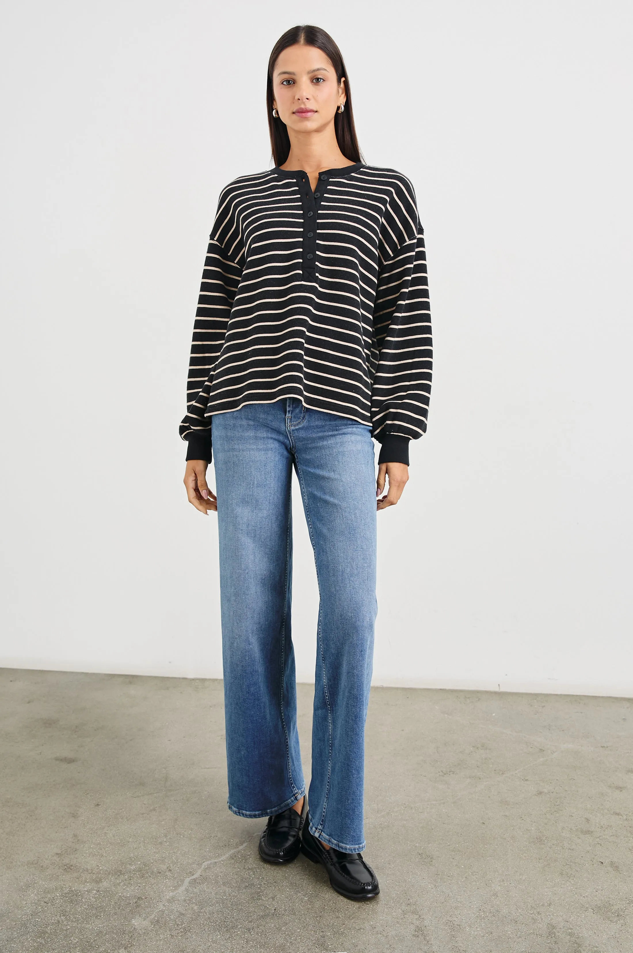 JOAN SWEATSHIRT - BLACK IVORY STRIPE