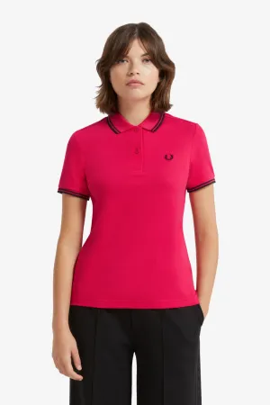 Ladies Twin Tipped Fred Perry Shirt (Love Potion/ Black)