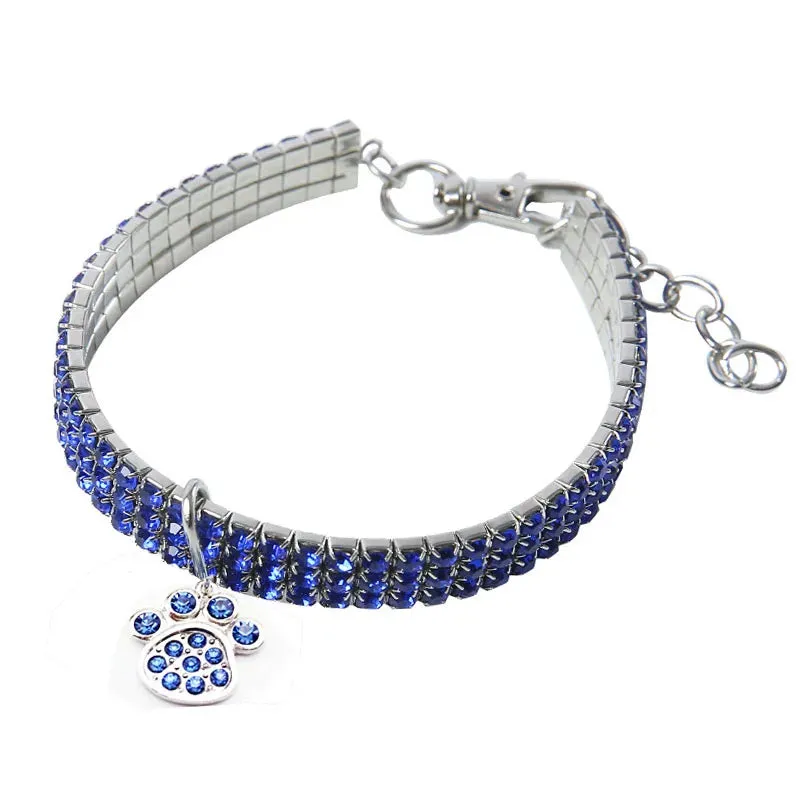 Luxury Bling Pet Collars - Shiny Rhinestone Necklace with Heart Pendant for Dogs & Cats | Diamond Puppy Collar