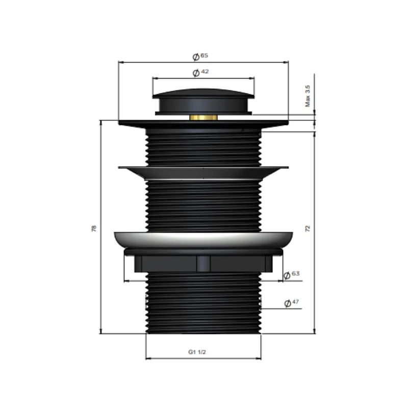 Meir 40MM POP UP WASTE - NO OVERFLOW / UNSLOTTED