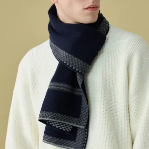 Men's Stylish Racing Line Striped Wool Scarf