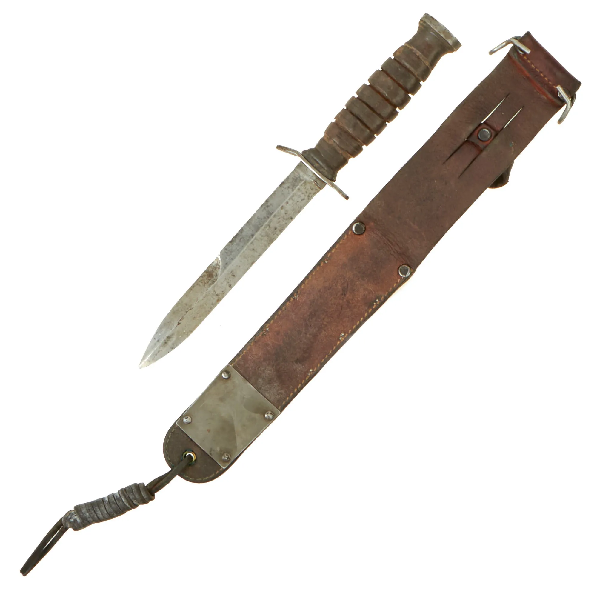 Original U.S. WWII Blade Marked 1943 Dated M3 Fighting Knife by Imperial with 1943 Dated M6 Scabbard by Barnwood