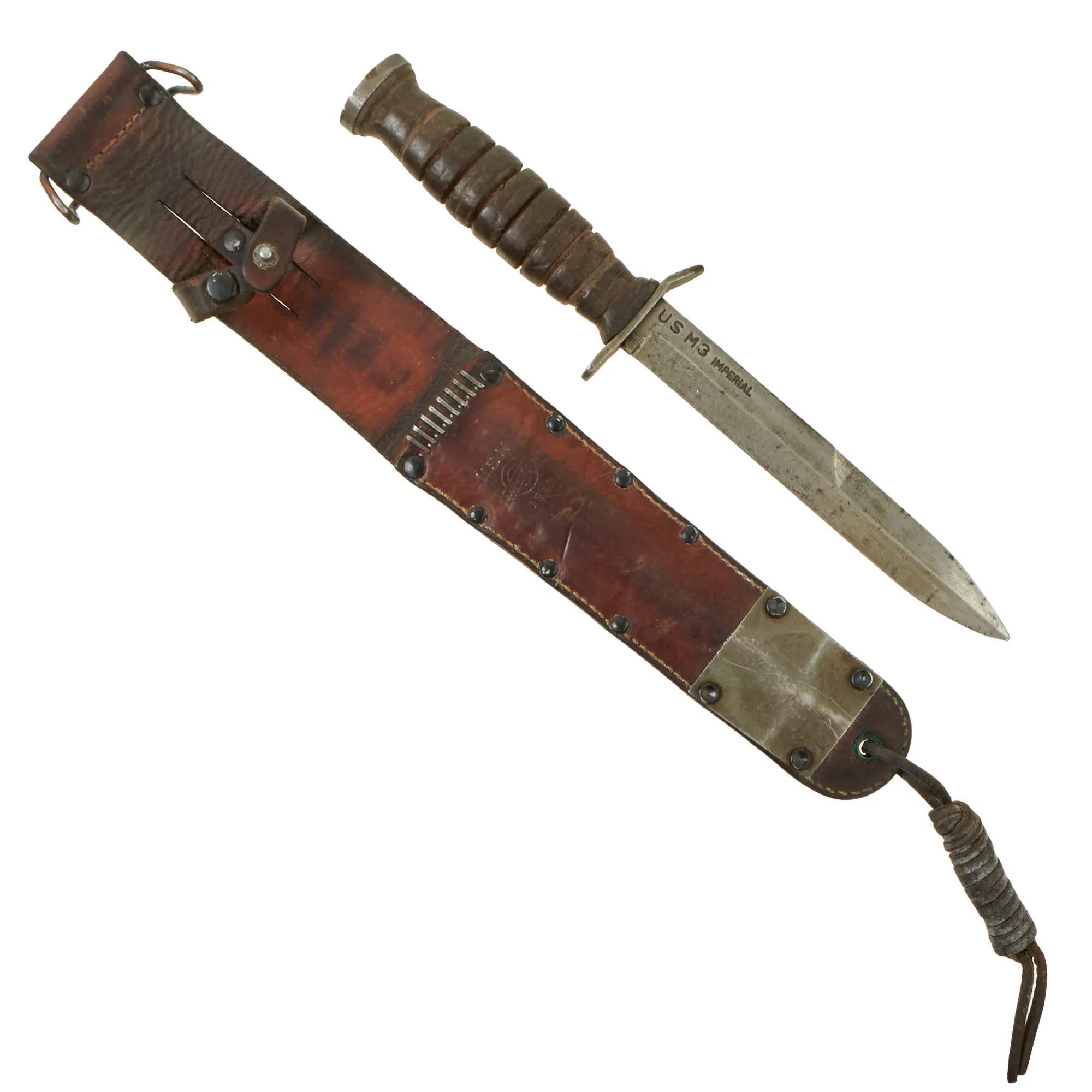 Original U.S. WWII Blade Marked 1943 Dated M3 Fighting Knife by Imperial with 1943 Dated M6 Scabbard by Barnwood