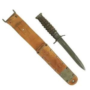 Original U.S. WWII Blade Marked M3 Fighting Knife by Utica Cutlery with 1943 Dated M6 Scabbard