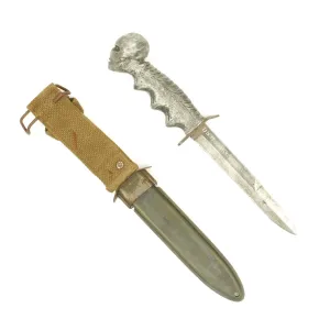 Original U.S. WWII E.W. Stone Skull Style M3 Imperial Fighting Knife with M8 Scabbard