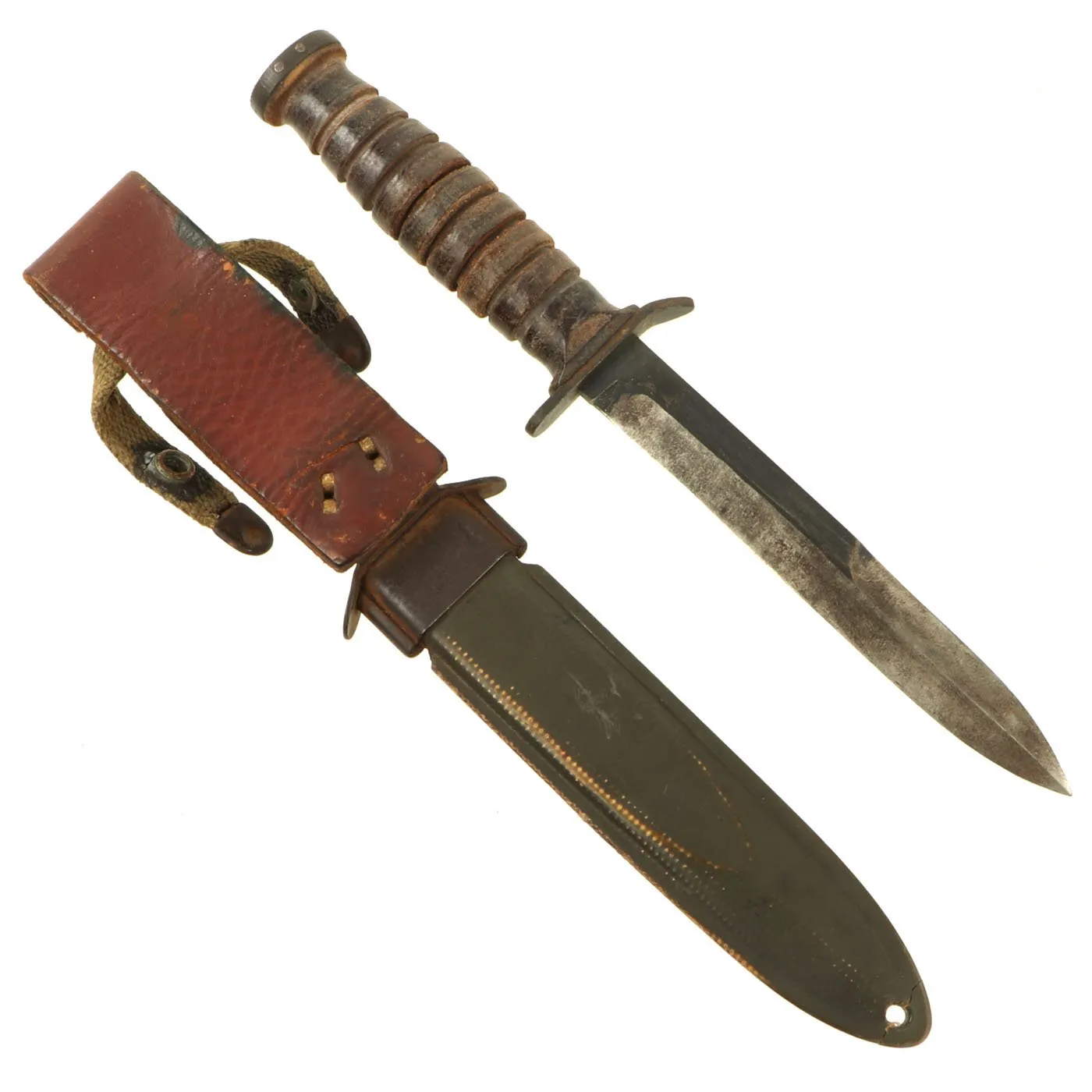 Original U.S. WWII M3 Fighting Knife by Camillus Cutlery with Modified M8 Scabbard