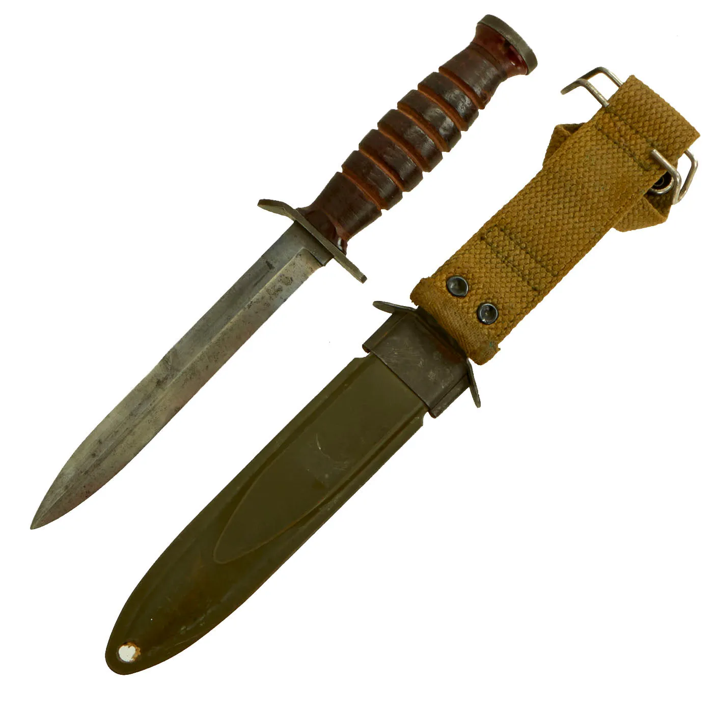 Original U.S. WWII M3 Fighting Knife by IMPERIAL Knife Co. with Vietnam Era M8 Scabbard