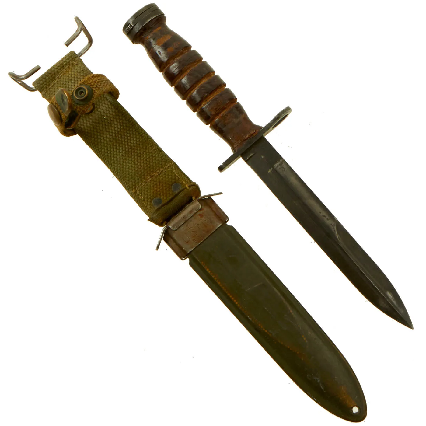 Original U.S. WWII M4 Bayonet by Kinfolks for the M1 Carbine with M8 Scabbard