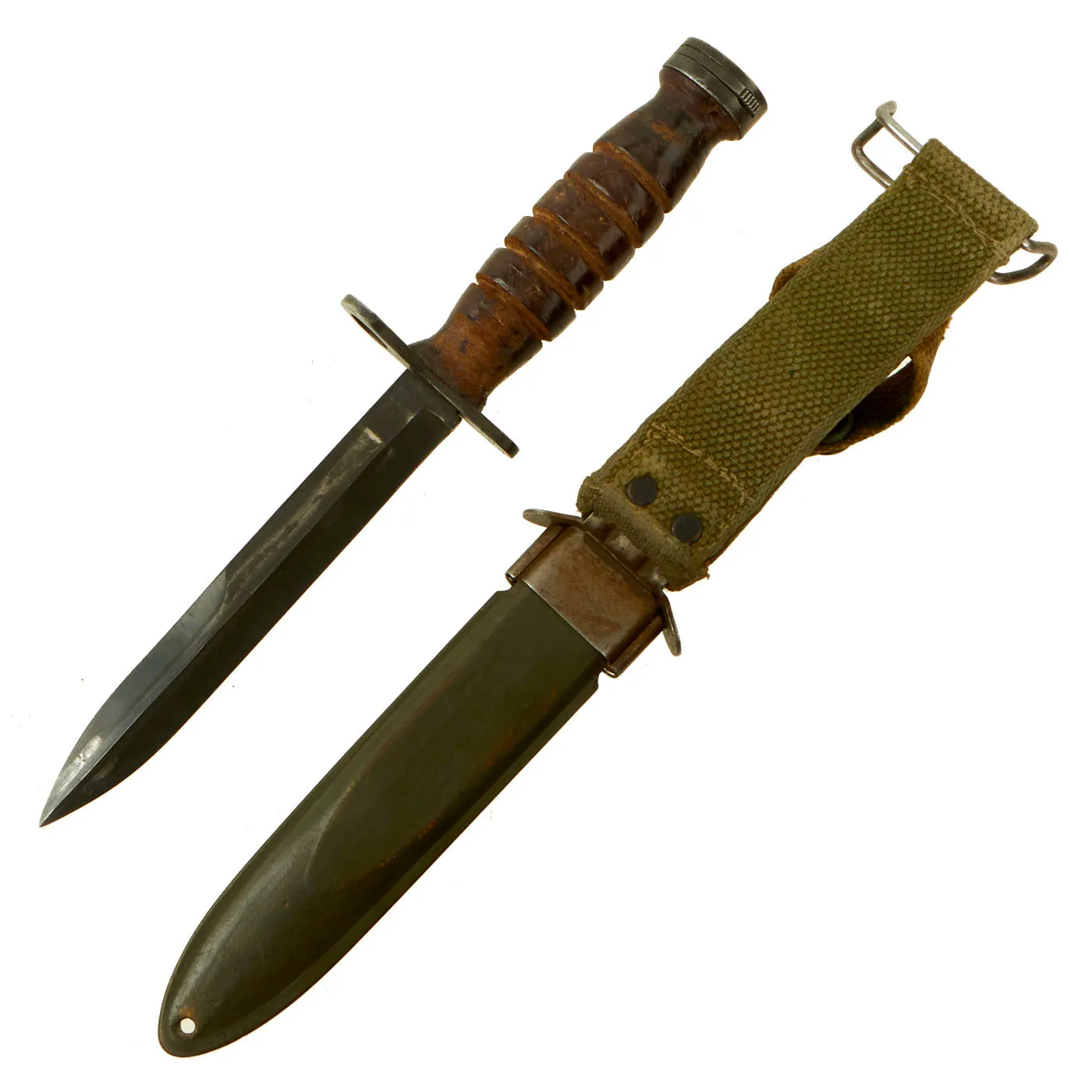 Original U.S. WWII M4 Bayonet by Kinfolks for the M1 Carbine with M8 Scabbard