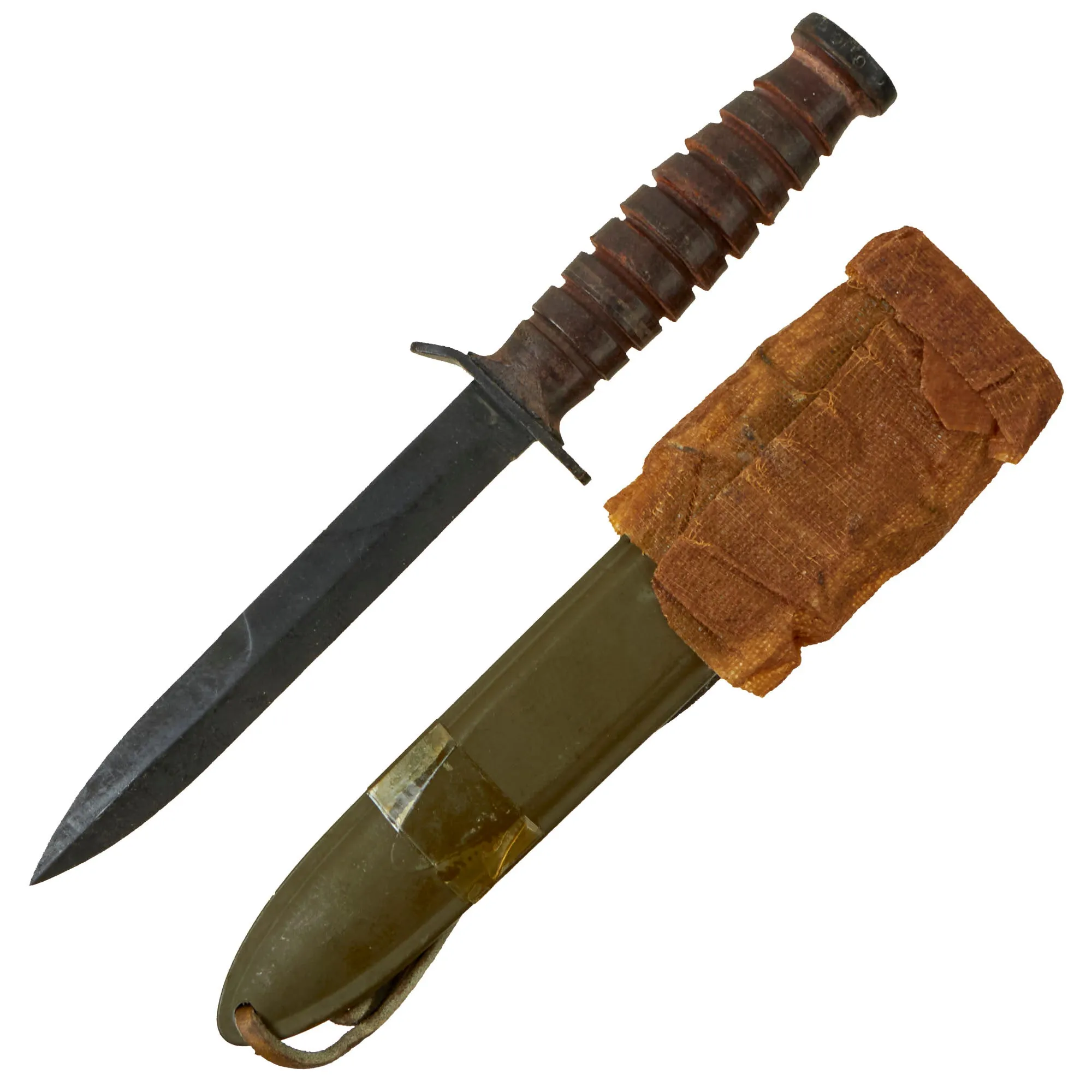 Original U.S. WWII “New Old Stock” M3 Guard Marked Fighting Knife by Camillus with M8 Scabbard and Original Packaging