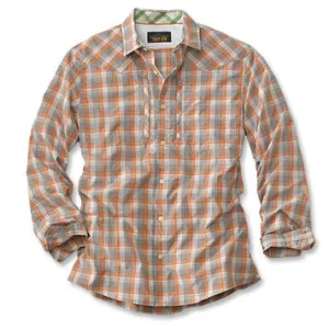 Orvis Men's Middle Fork L/S Shirt/Orange Plaid