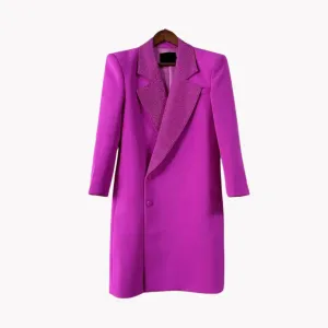 Pre Order:  Diamond Beads Collar Long Blazer