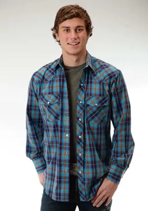 Roper cowboy plaid snap long sleeve shirt