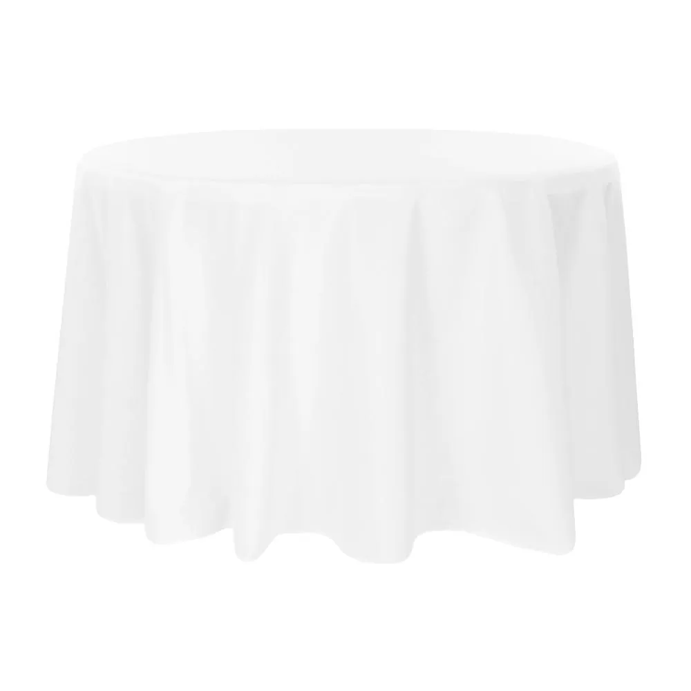 Round Polyester 132" Tablecloth - White