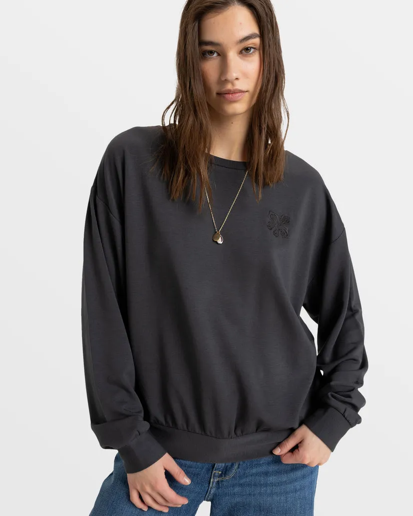 Roxy Surfing By Moonlight Pullover Sweatshirt - PHANTOM