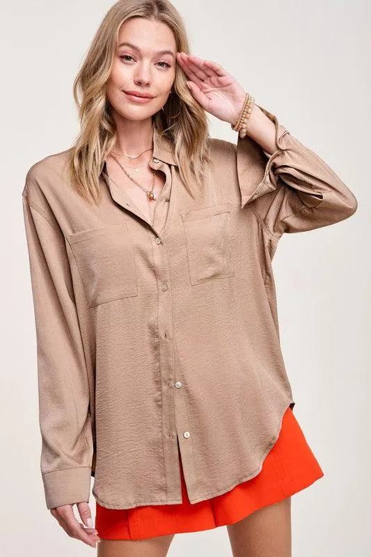 Silky Button-Down Shirt