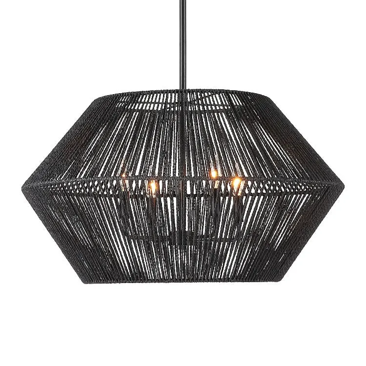 Suva 4 Light Black Rope Pendant