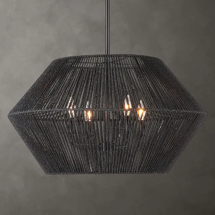 Suva 4 Light Black Rope Pendant