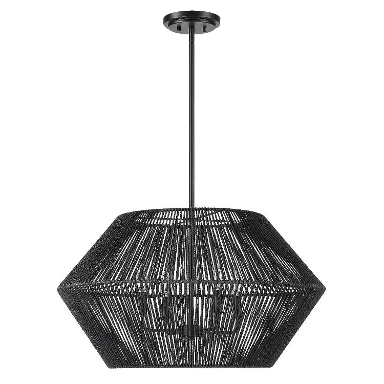 Suva 4 Light Black Rope Pendant