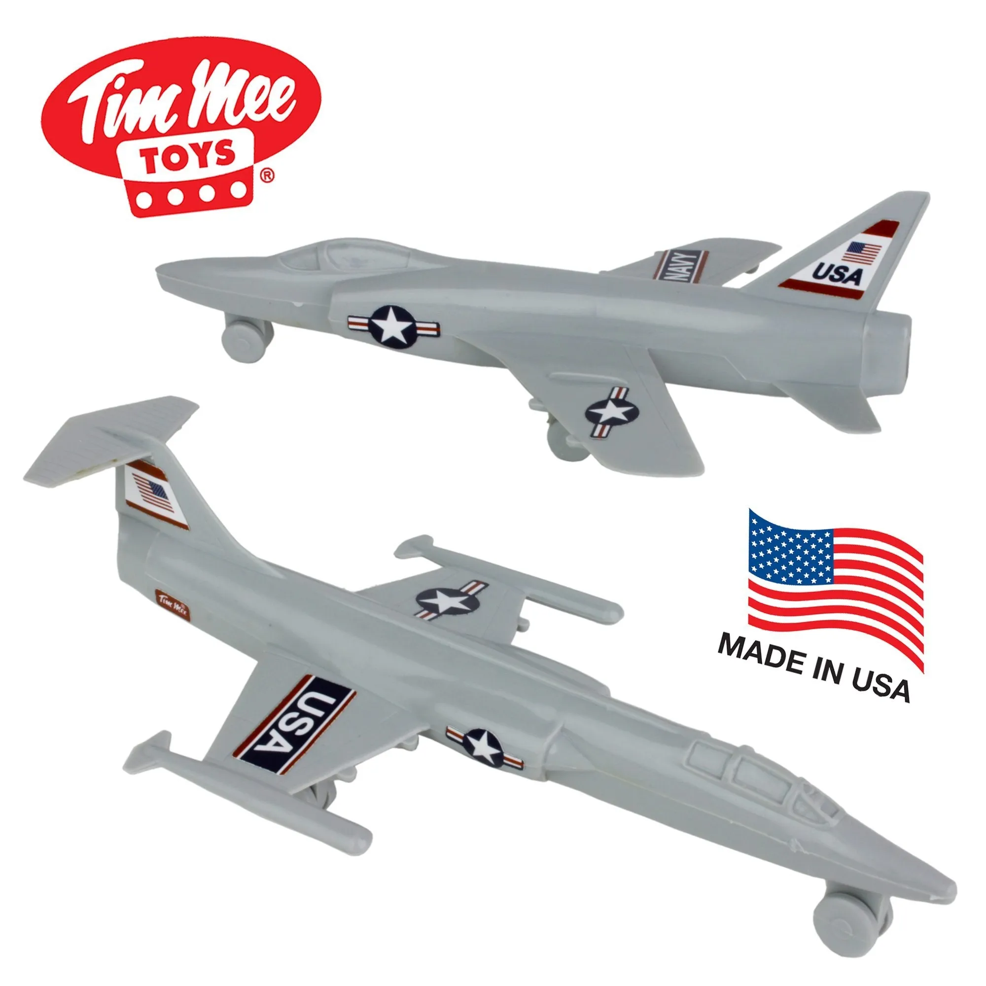 TimMee Plastic Army Men COLD WAR FIGHTER JETS - Light Gray Airplanes Made in USA